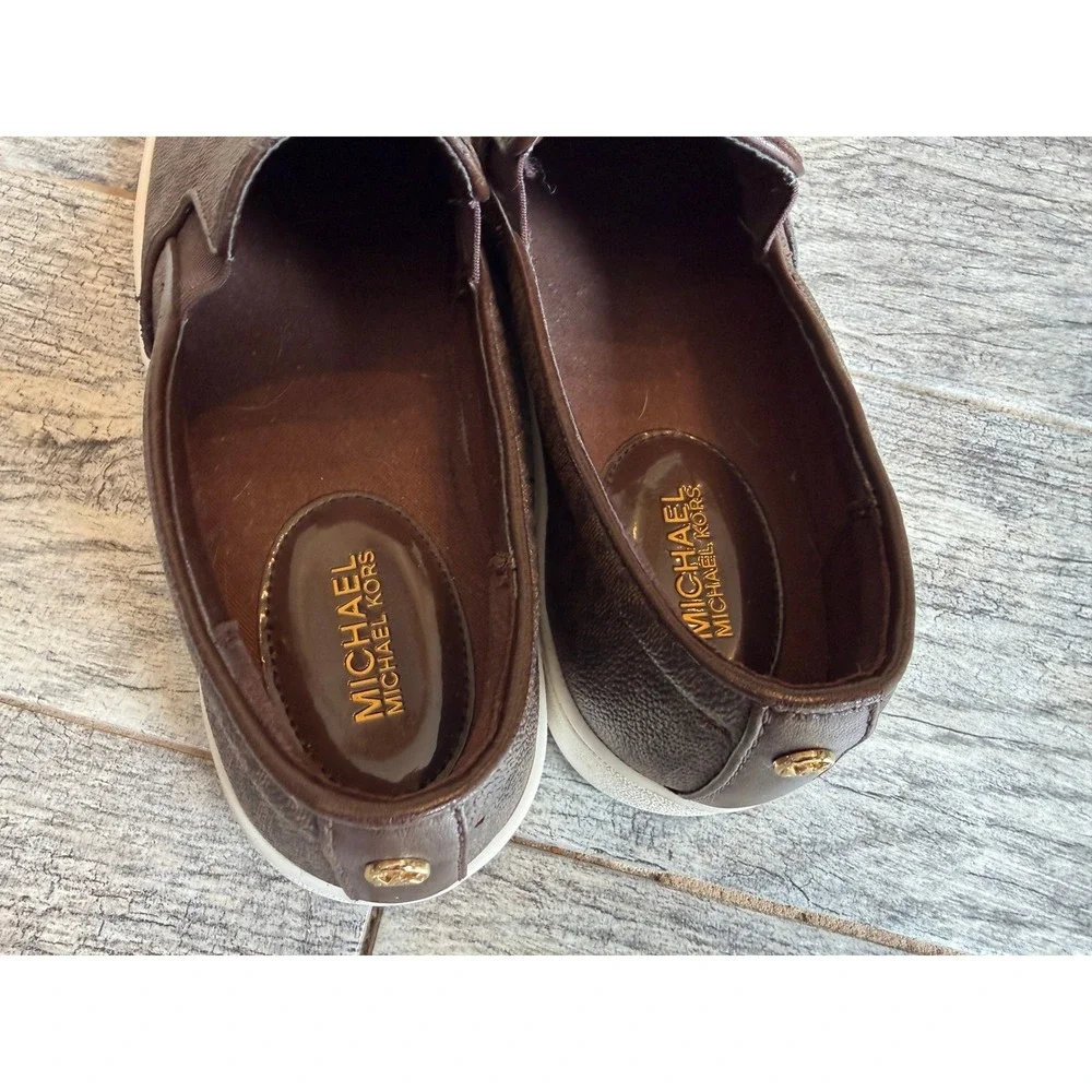 Michael Kors Keaton‎ Slip On Sneakers 9 MK Monogram Flats Womens Shoes Loafers
